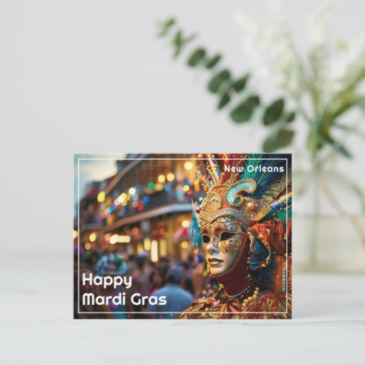 💜💛Koninklijke Regalia: Mardi Gras Extravaganza Briefkaart (Staand voorkant)