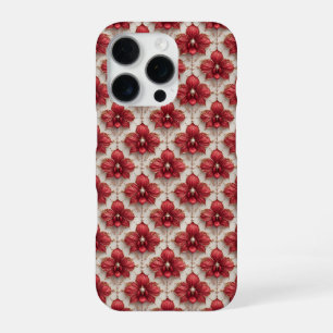 Koninklijke Rode Orchidee Luxe ✨ Parel Kraal Bloem iPhone 16 Pro Hoesje