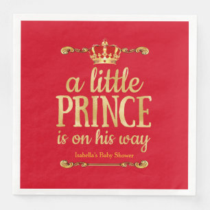 Koninklijke Rood Goud Prins Op Weg Baby Shower Servet