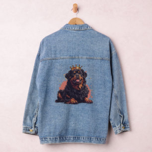 Koninklijke Rottweiler Hond Koningin Kroon Denim Jacket