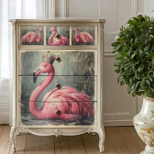 Koninklijke Roze Flamingo Kroon Vintage Decoupage Tissuepapier