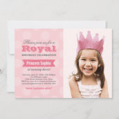 Koninklijke Roze Princess Girl Foto Birthday Party Kaart (Voorkant)