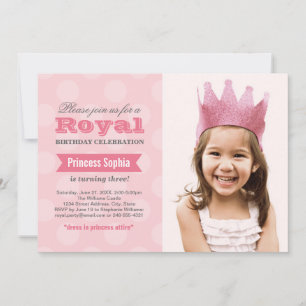 Koninklijke Roze Prinses Foto Meisjes Verjaardag Kaart