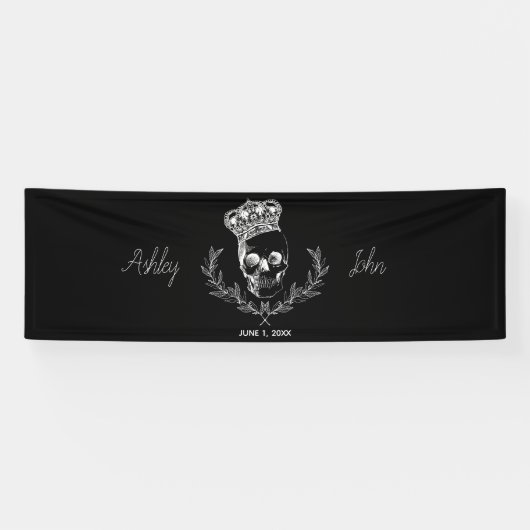Koninklijke schedel bruiloft achtergrond spandoek (Horizontaal)