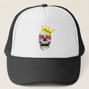 Koninklijke Schedel: Roze X-Oog Kroon Kunst Trucker Pet