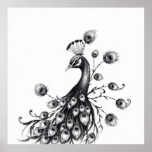 Koninklijke schoonheid: Peacock Charcoal Art