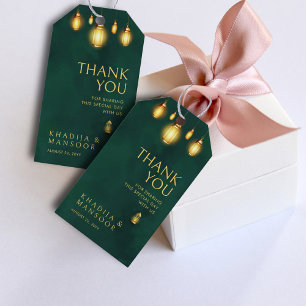 Koninklijke Smaragdgroene Gouden Lichten Trouw Dan Cadeaulabel