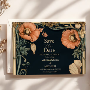 Koninklijke Victoriaanse Huwelijksfantasie Bloemig Save The Date