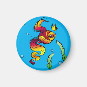 Koninklijke vis met gouden kroon magneet