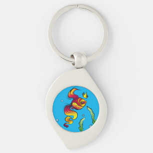 Koninklijke vis met gouden kroon sleutelhanger