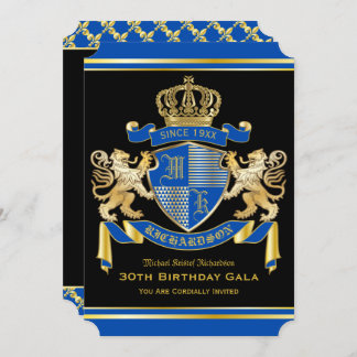 Koninklijke Wapenmunt Blauwe goudmakreel Birthday Kaart