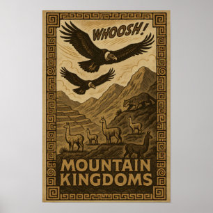 Koninkrijk Andes-wildlife – Condors en Llama's Kun Poster