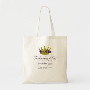 Koninkrijk van God Bijbelvers Naam en Gouden Kroon Tote Bag