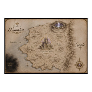 Koninkrijk van Panacher Fantasy Kaart Kunst Poster Perfect Poster