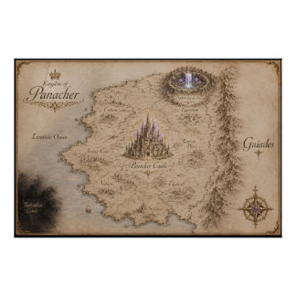 Koninkrijk van Panacher Fantasy Kaart Kunst Poster Perfect Poster