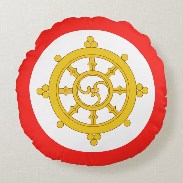 Koninkrijk van Sikkim Vlag Rond Kussen (Voorkant)