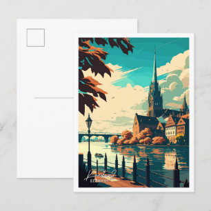 Konstanz Duitsland vintage reisillustratie Briefkaart