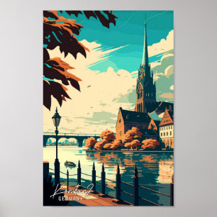 Konstanz Duitsland vintage reisillustratie Poster