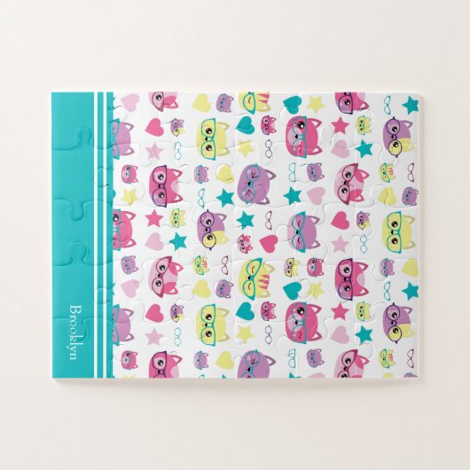 Koodepasta's met brillenglazen, Blauwgroen Legpuzzel (Horizontaal)