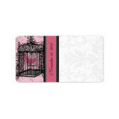  kooiroze vogel en zwarte Stippen Etiket (Voorkant)