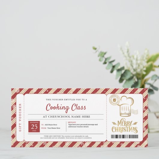 Kook- en baklessen Kerstcadeaubon Kaart (Staand voorkant)