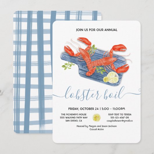 Kook kreeft bakje kaart (Voorkant / Achterkant)