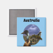 Kookaburra Australien Et Emu, Aimant À Réfrigérate (Recto/Verso)