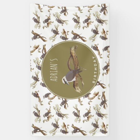 Kookaburra Australische vogel Eucalyptus Verjaarda Spandoek (Verticaal)