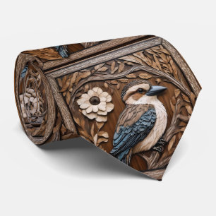 Kookaburra Serenade: Een Houtprint Tribute, Stropdas