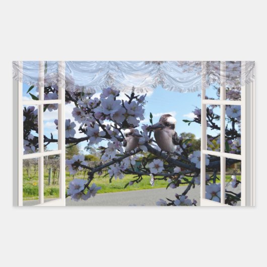 Kookaburras in mijn raam, rechthoekige sticker (Voorkant)