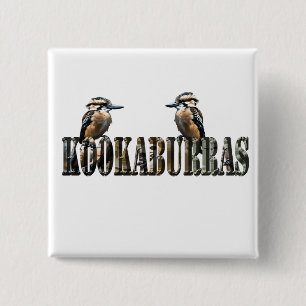 Kookaburras is het woord gemaakt met Kookaburras, Vierkante Button 5,1 Cm