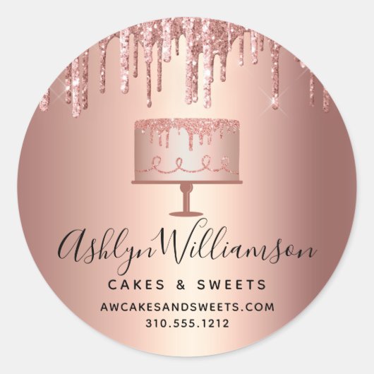 Kookbakkerij Roos Glitter Pastry Chef Ronde Sticker (Voorkant)