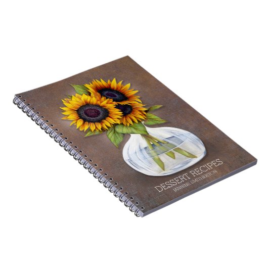 Kookboek met eigen recept met robuuste zonnebloeme notitieboek (Rechterzijde)