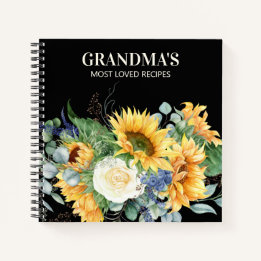 Kookboek Oma's Recept Gele Zonnebloemen Zwart Notitieboek
