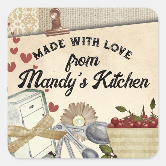 Kookcadeau voor bakkerij met shabby-kersen label (Voorkant)