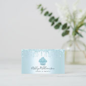 Kookcake bakkerij Chef Glitter Drift Turquoise Visitekaartje (Staand voorkant)