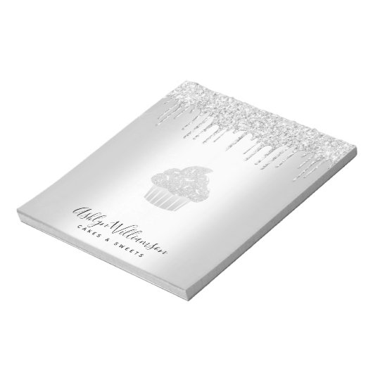 Kookcake bakkerij Chef Silver Glitter Drives Notitieblok (Gedraaid)