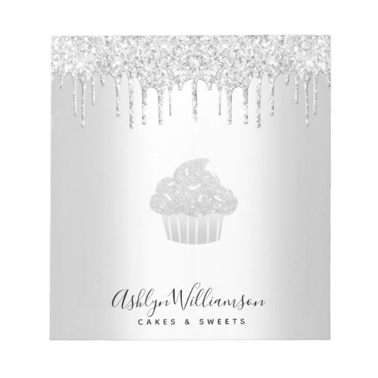 Kookcake bakkerij Chef Silver Glitter Drives Notitieblok (Voorkant)
