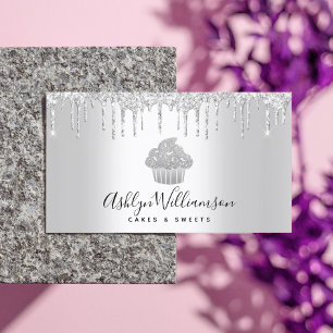 Kookcake bakkerij Chef Silver Glitter Drives Visitekaartje