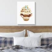 Kookcake met de hand getekende potlood Crayon Art  Canvas Afdruk (Insitu (Slaapkamer))
