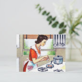 Kookdame met  stootopleiding feestdagenkaart (Staand voorkant)