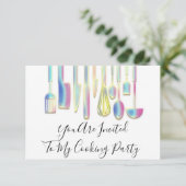 Kookfeest Chef Gouden Keuken Witte Holografische  Kaart (Staand voorkant)