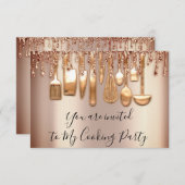 Kookfeest Chef Keuken Rose Goud Druppels Koper Kaart (Voorkant / Achterkant)