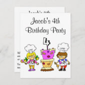 kookfeest op de vierde verjaardag kaart (Voorkant / Achterkant)