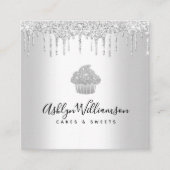 Kookgebak Bakkerij Kaas Zilveren Glitterschijven Vierkante Visitekaartje (Voorkant)
