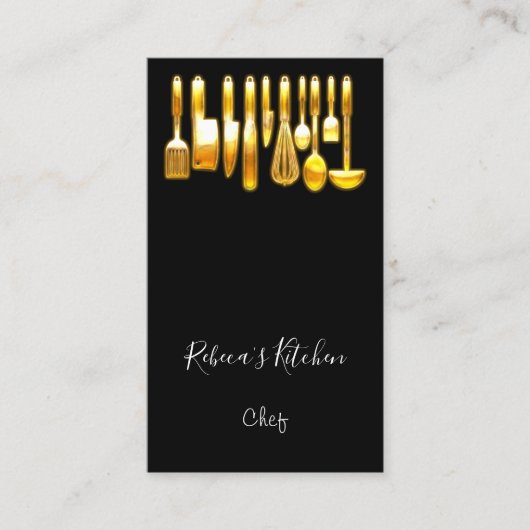 Kooking Logo Chef Restaurant Kitchen Knifes Black Visitekaartje (Voorkant)