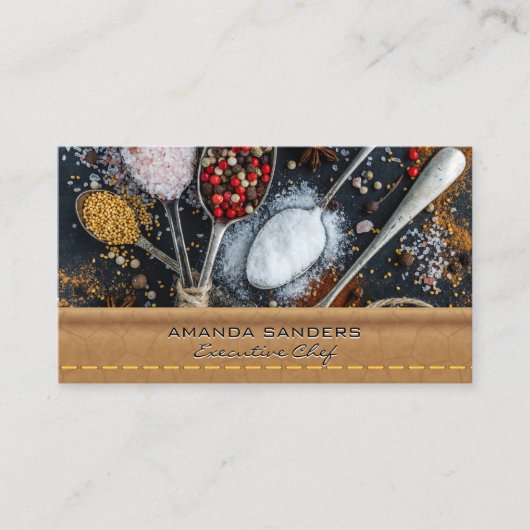 Kookkunsten | Kruiden | Leder Visitekaartje (Voorkant)