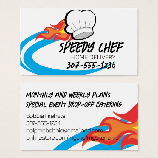 Kookmuts vuur maaltijd voedselbezorging evenement visitekaartje (Voorkant /achterkant)