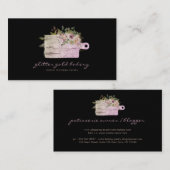 Kookplaat roos goudglitter bakkerij visitekaartje (Voorkant / Achterkant)