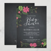 Kookplaat van Floral Baby Shower Kaart (Voorkant / Achterkant)